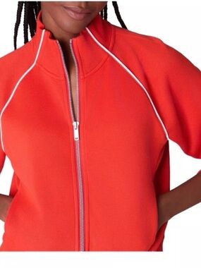 SPANX Bright Red Zip Jacket with White Piping